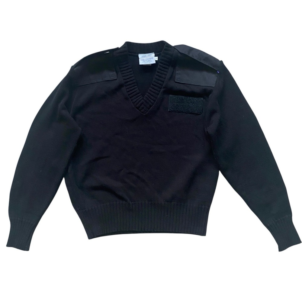 Scharf Breit Type II Women M Knit V Neck Pullover Dark Navy Acrylic Made USA